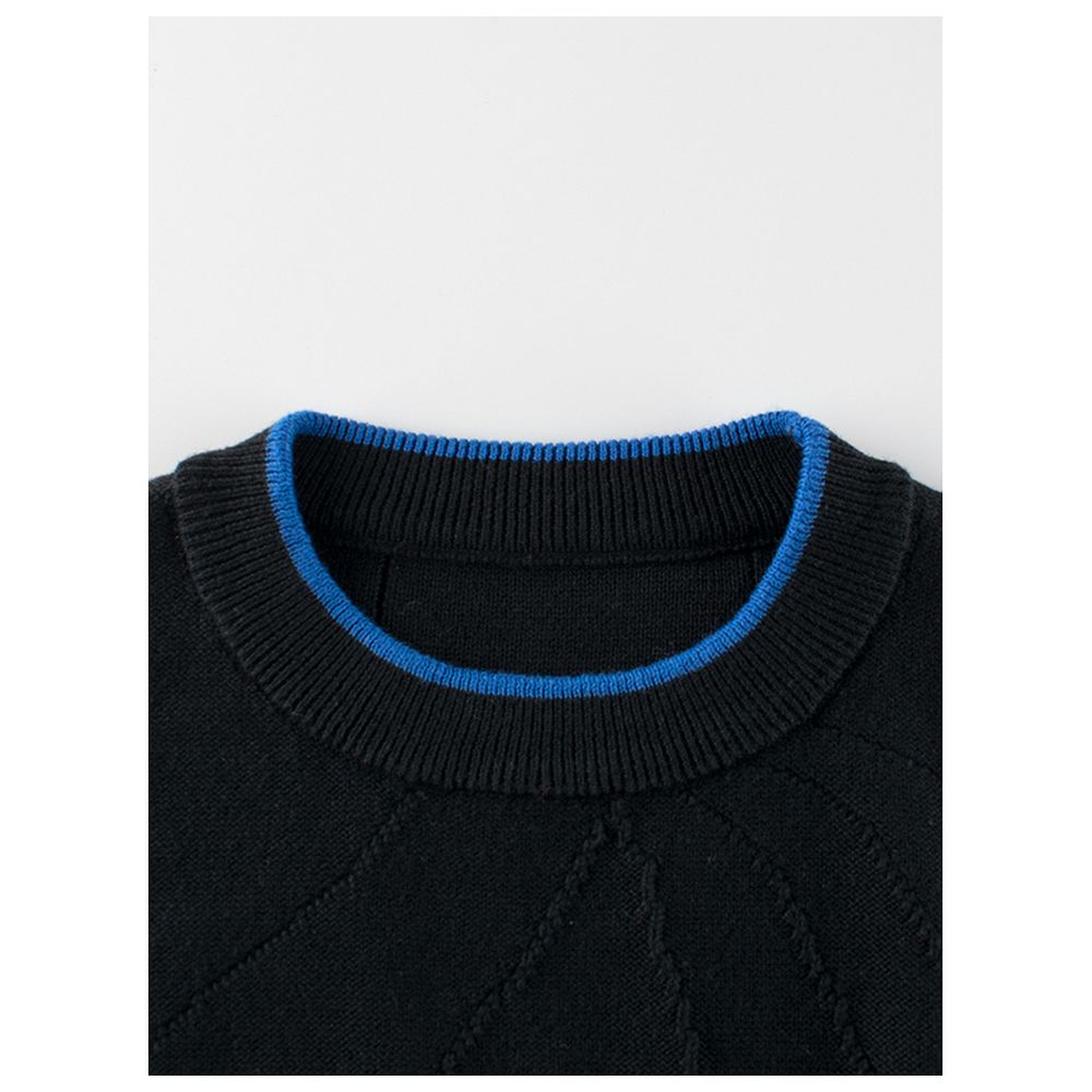 Sugar Rush Colorblocked Round Neck Sweater - Black