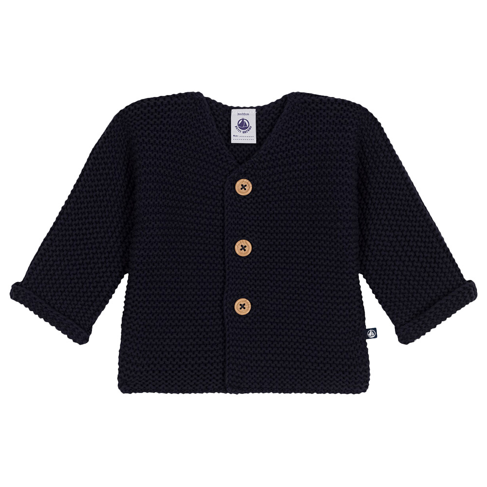Petit Bateau Baby's Moss Stitch Knit Cardigan - Blue