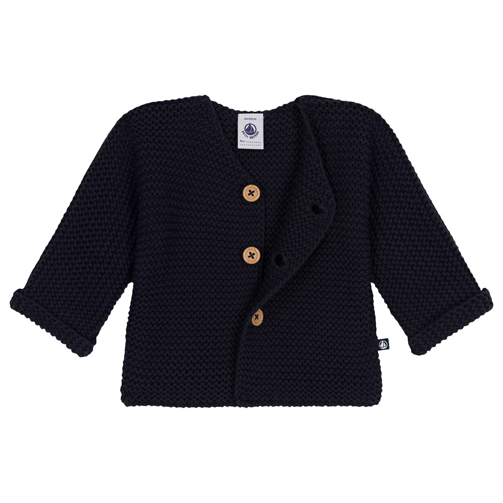 Petit Bateau Baby's Moss Stitch Knit Cardigan - Blue