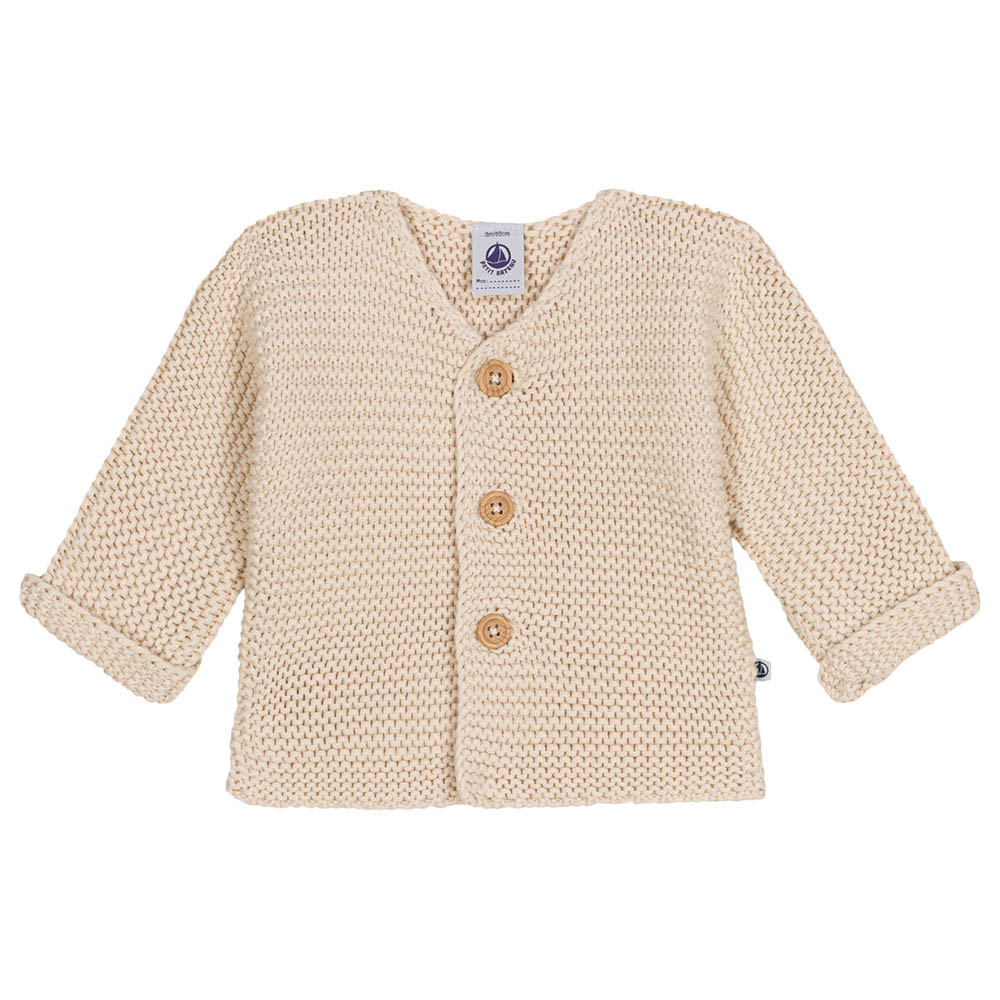 Petit Bateau Babies Moss Stitch Knit Cardigan - Beige