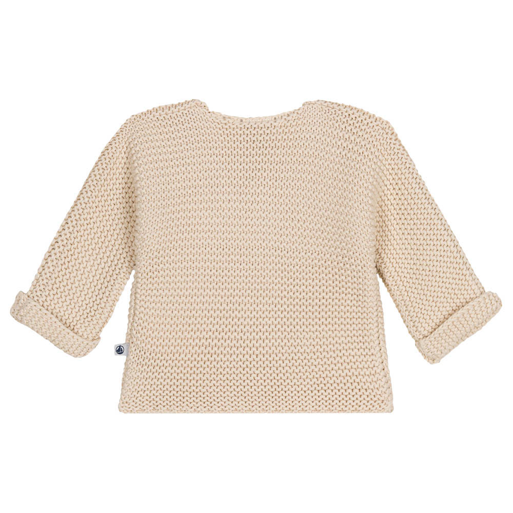 Petit Bateau Babies Moss Stitch Knit Cardigan - Beige