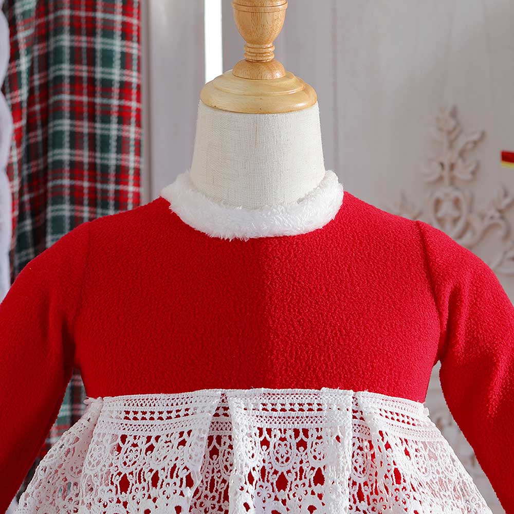Sugar Rush Appliqued Lace Christmas Fashion Dress - Red