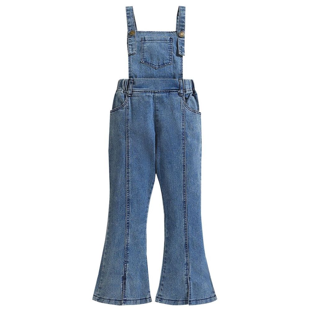 Sugar Rush Solid Square-Neck Sleeveless Dungaree - Blue