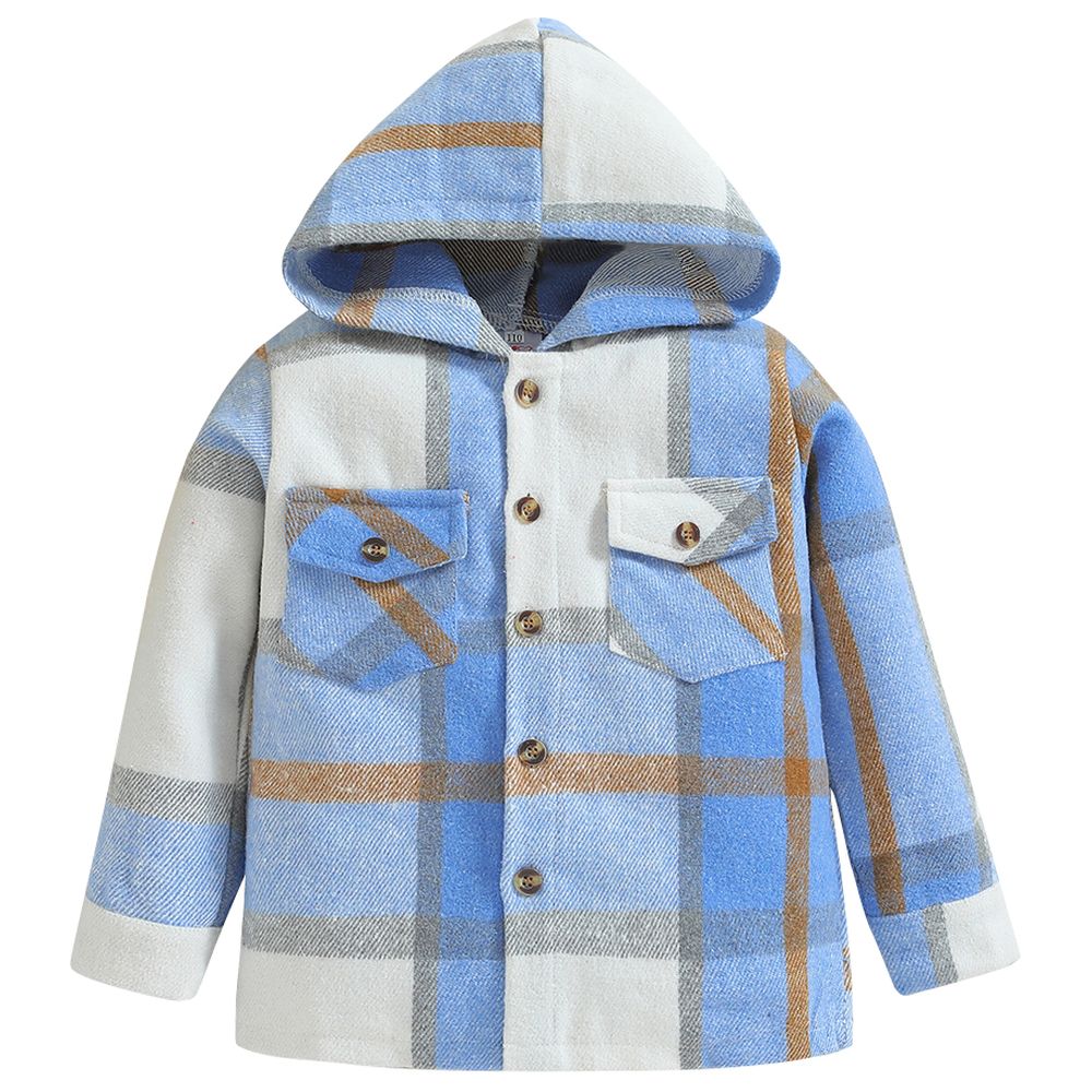 Sugar Rush Checked Regular Hoodie Full Sleeves Jacket - Blue