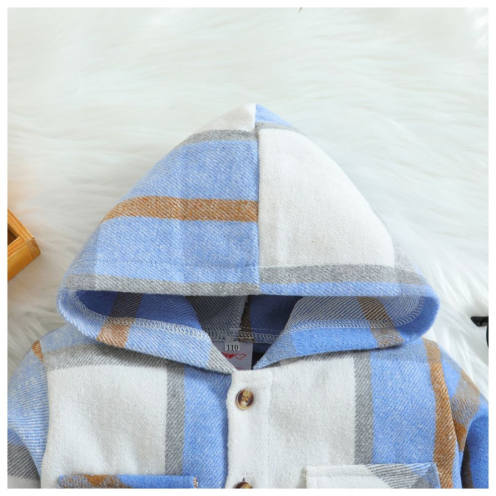 Sugar Rush Checked Regular Hoodie Full Sleeves Jacket - Blue