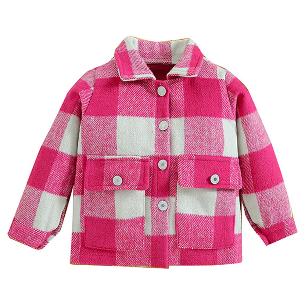Sugar Rush Checked Regular Classic Full Sleeves Jacket - Pink
