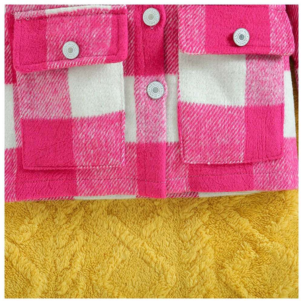 Sugar Rush Checked Regular Classic Full Sleeves Jacket - Pink