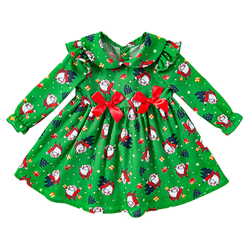 Sugar Rush Santa Printed Christmas Fashion Dress - Green