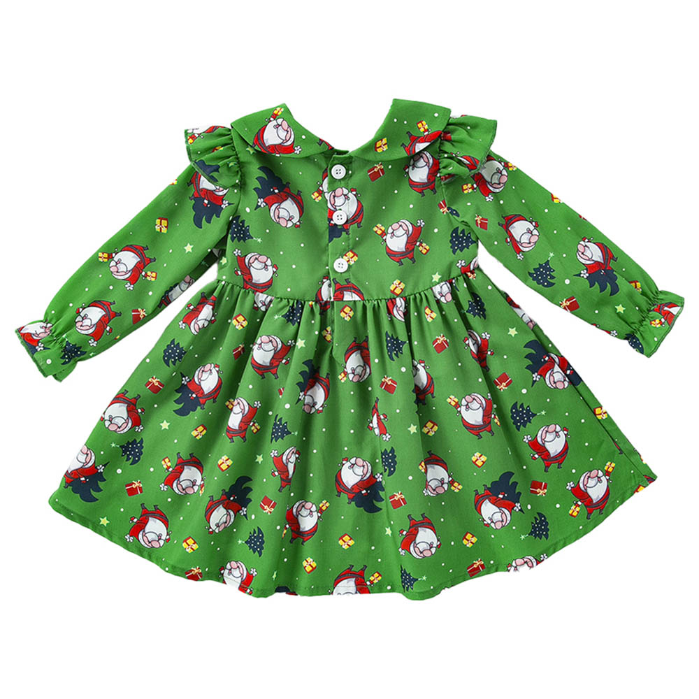 Sugar Rush Santa Printed Christmas Fashion Dress - Green