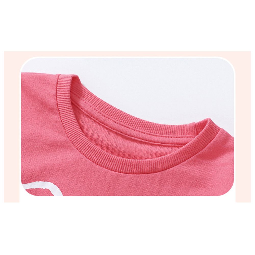 Sugar Rush Printed Round Neck Full Sleeves Sweatshirt - Pink