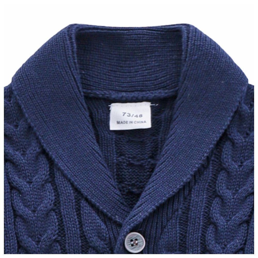 Sugar Rush Solid Regular V-Neck Full Sleeves Cardigan - Navy