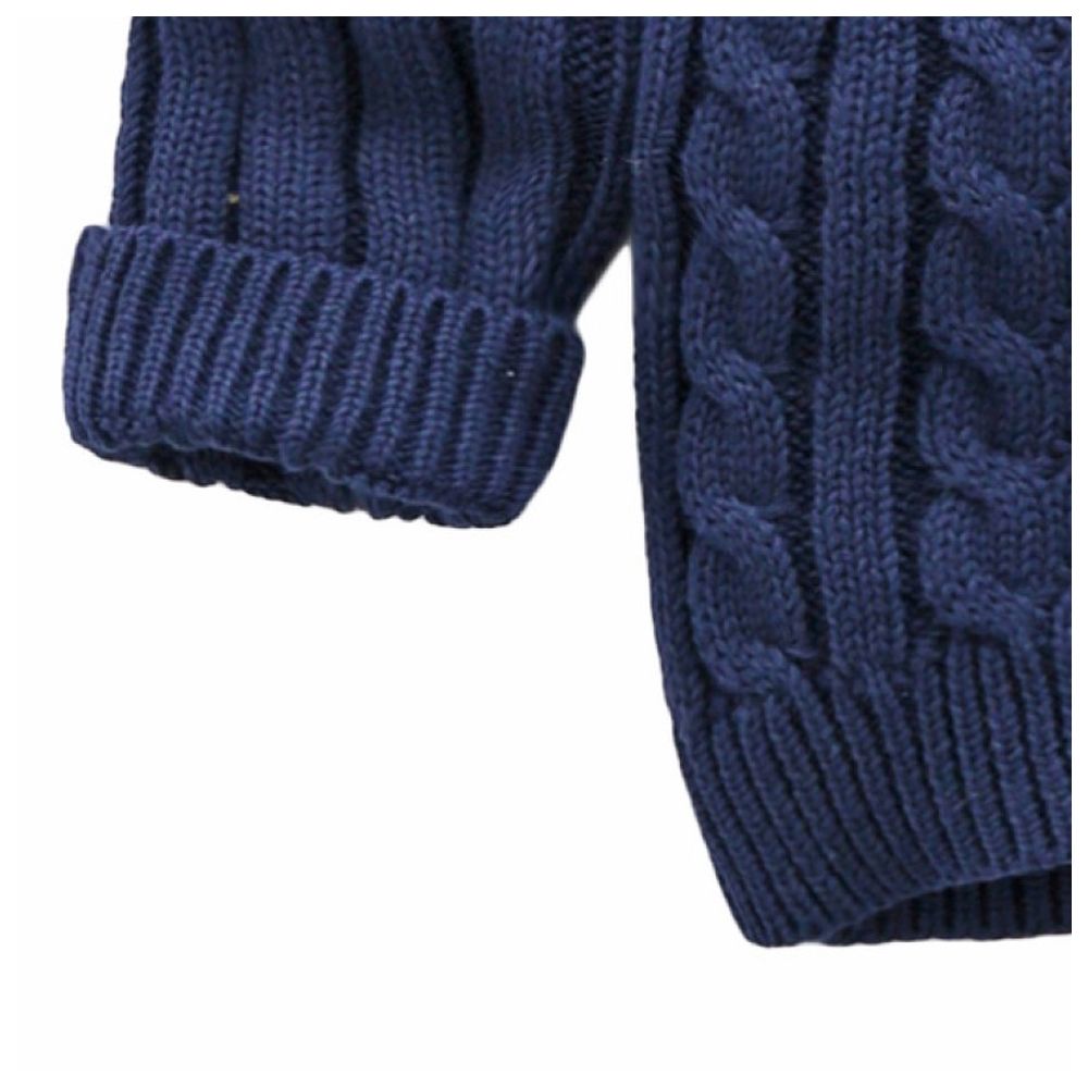 Sugar Rush Solid Regular V-Neck Full Sleeves Cardigan - Navy