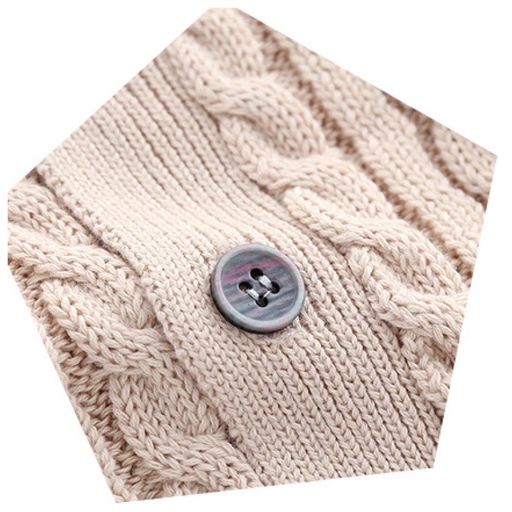 Sugar Rush Solid Regular V-Neck Full Sleeves Cardigan - Beige