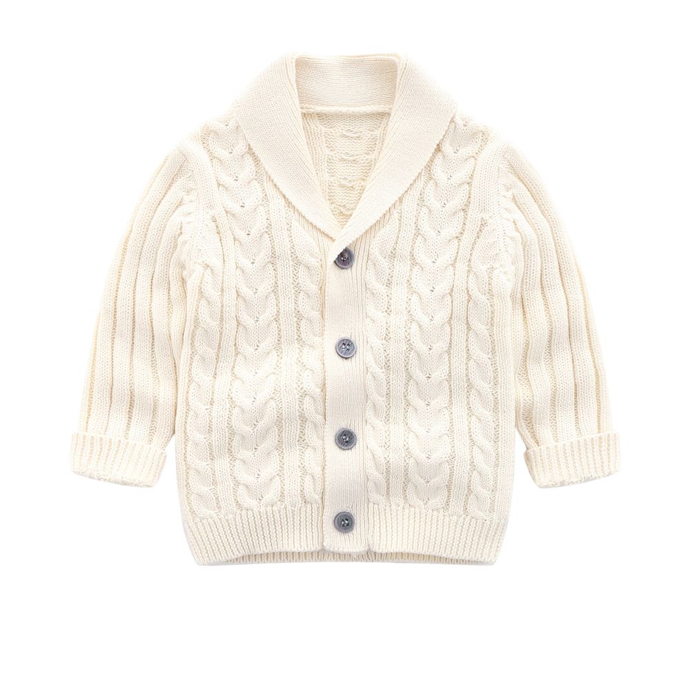 Sugar Rush Solid Regular V-Neck Full Sleeves Cardigan - Cream