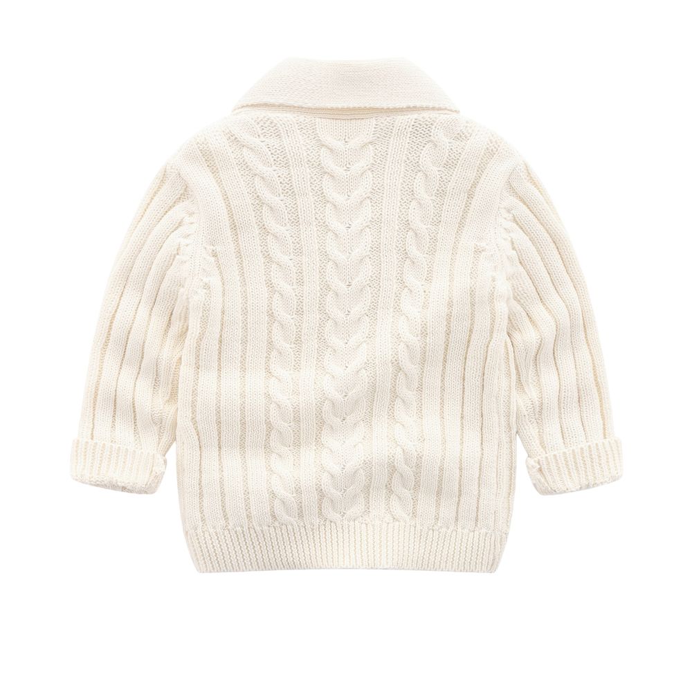 Sugar Rush Solid Regular V-Neck Full Sleeves Cardigan - Cream
