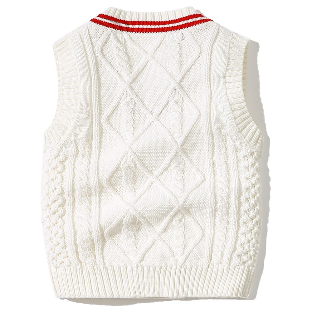 Sugar Rush Solid Regular V-Neck Sleeveless Sweater - White