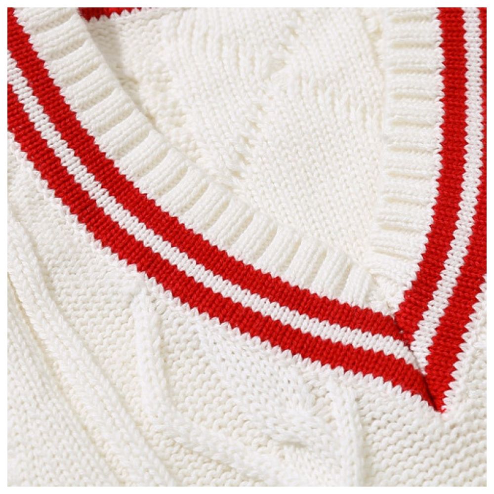 Sugar Rush Solid Regular V-Neck Sleeveless Sweater - White