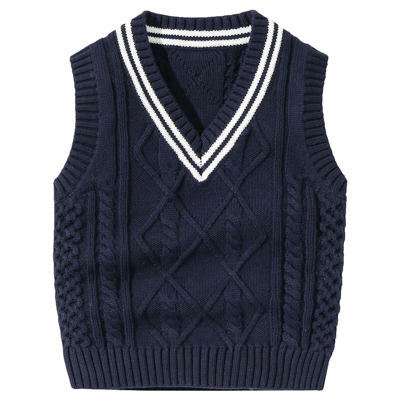 Sugar Rush Solid Regular V-Neck Sleeveless Sweater - Navy