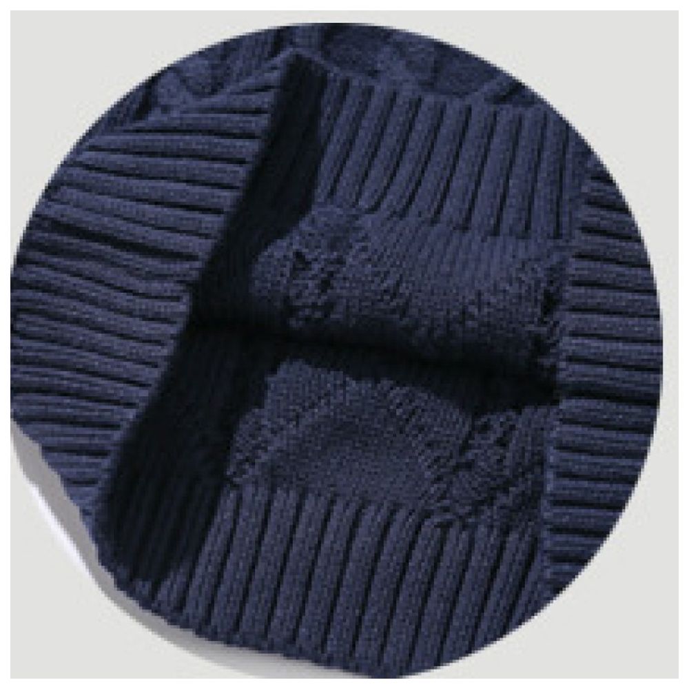 Sugar Rush Solid Regular V-Neck Sleeveless Sweater - Navy
