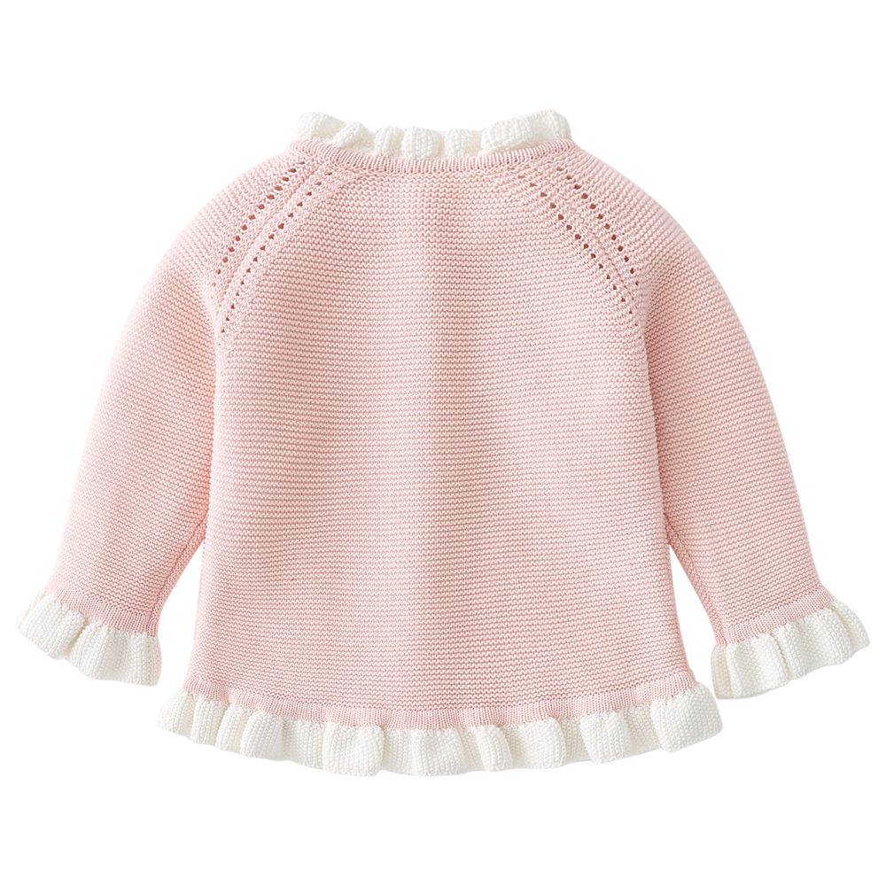 Sugar Rush Appliqued Round Neck Full Sleeves Jacket - Pink