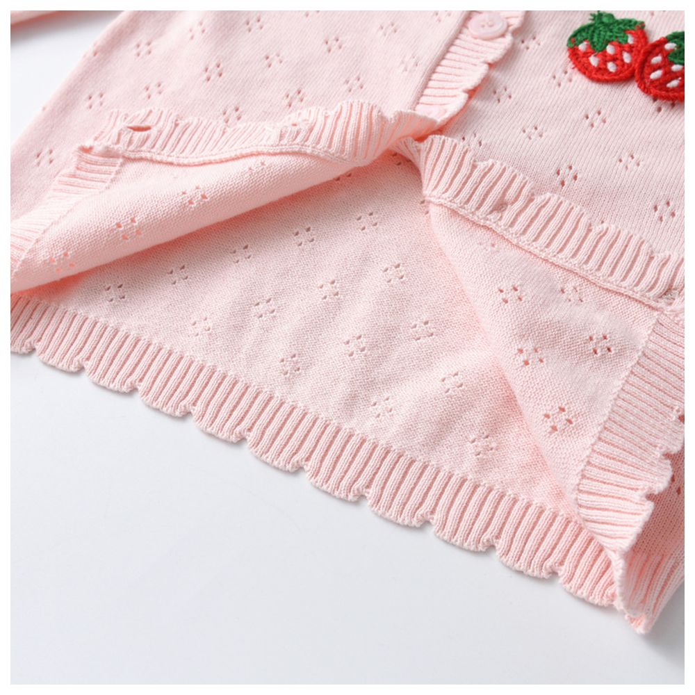 Sugar Rush Embellished Round Neck Full Sleeves Jacket - Pink