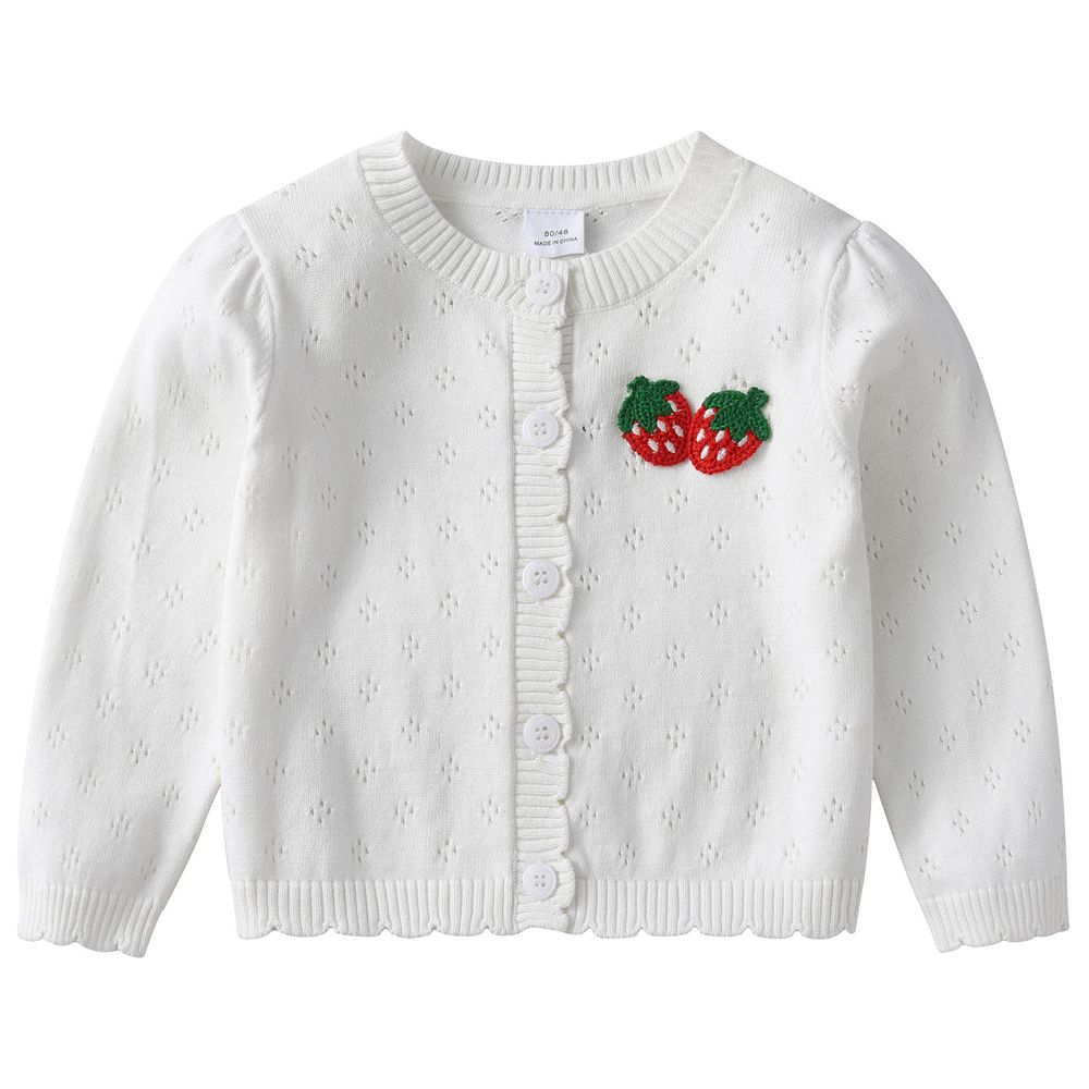Sugar Rush Embellished Round Neck Full Sleeves Jacket - White