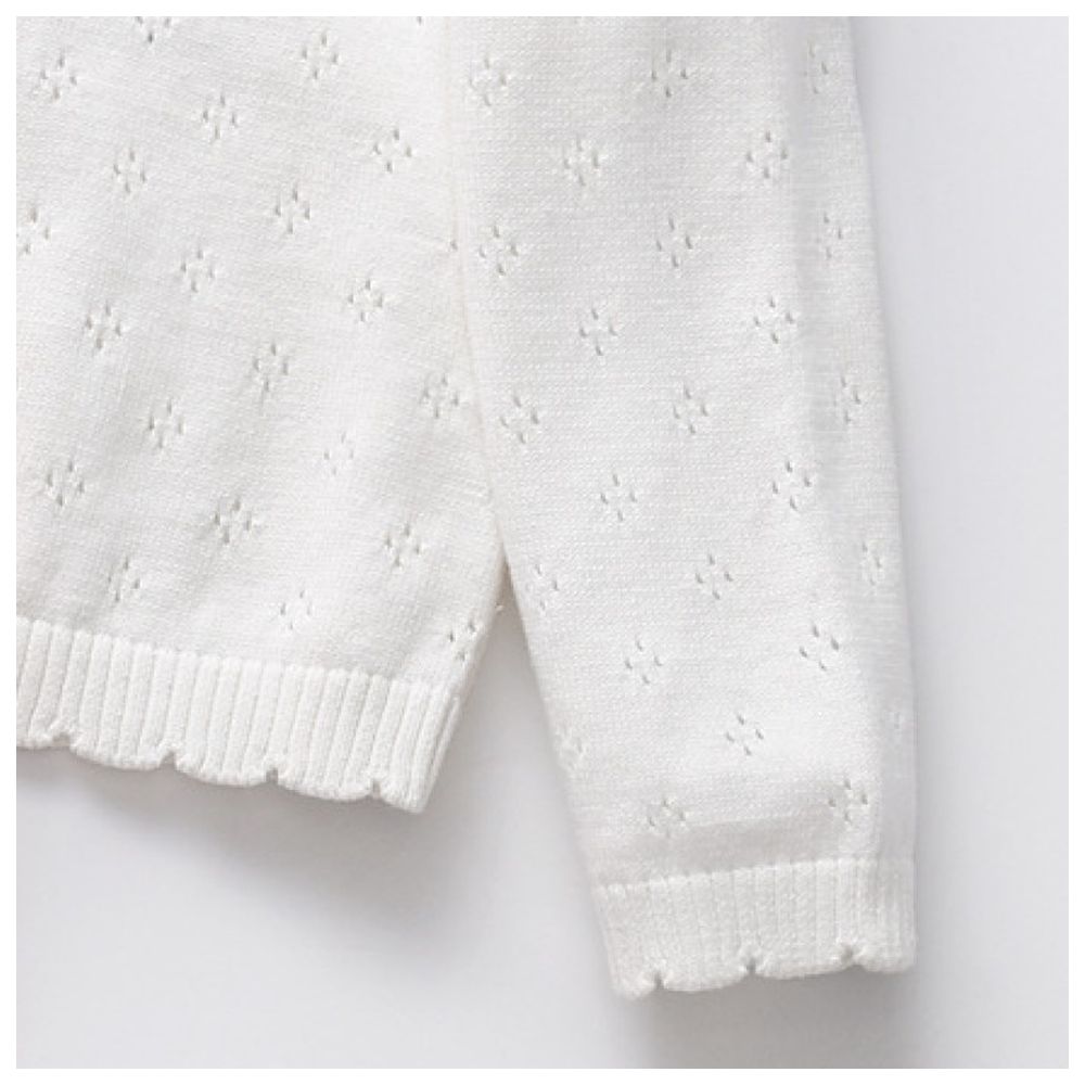 Sugar Rush Embellished Round Neck Full Sleeves Jacket - White