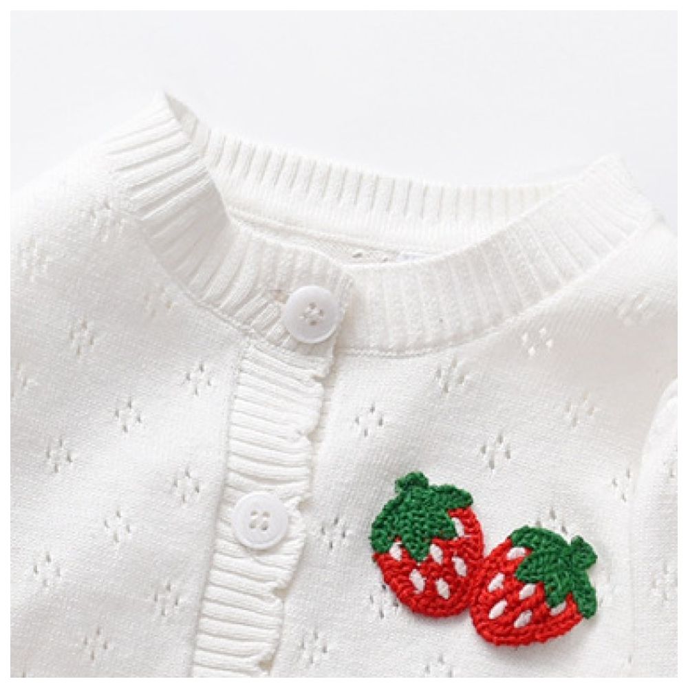 Sugar Rush Embellished Round Neck Full Sleeves Jacket - White