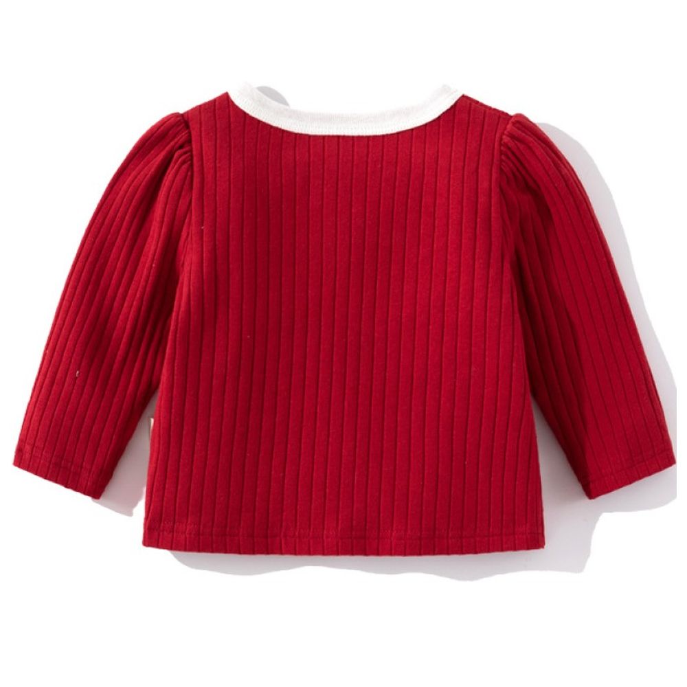 Sugar Rush Appliqued V-Neck Full Sleeves Jacket - Red