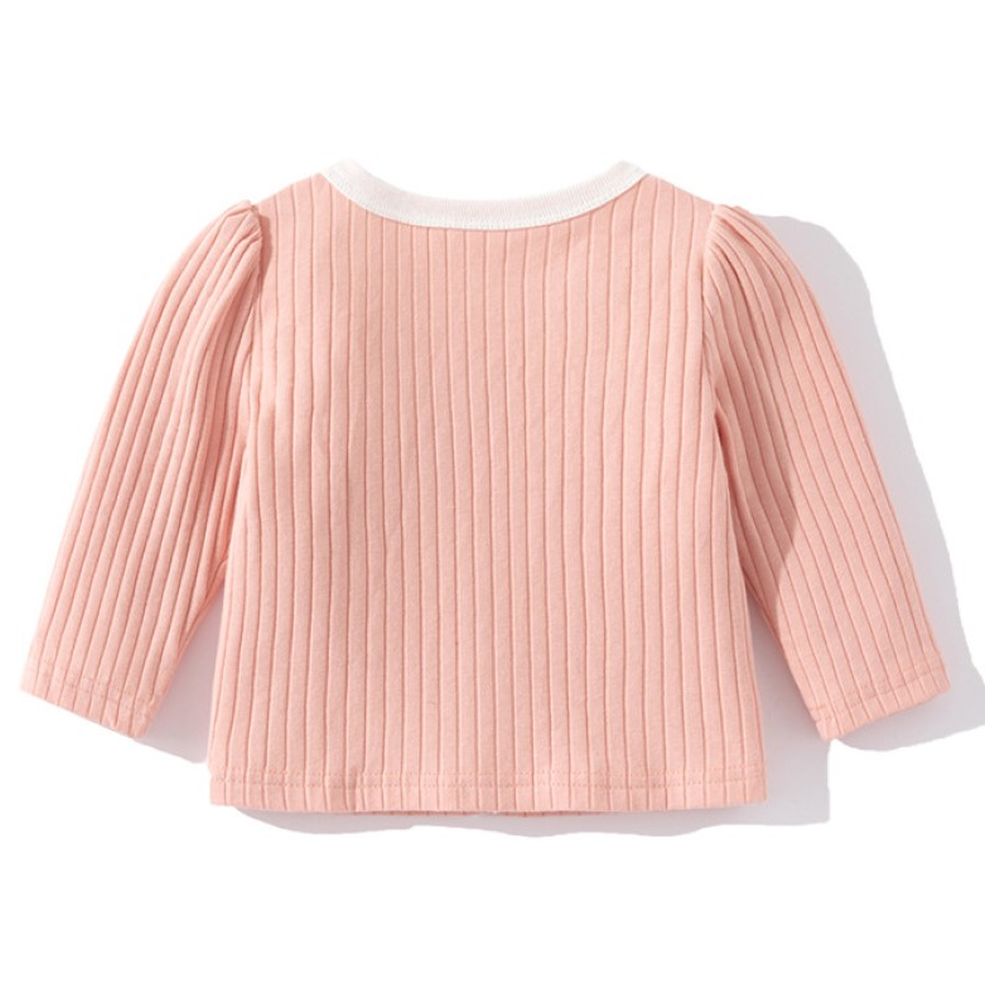 Sugar Rush Appliqued V-Neck Full Sleeves Jacket - Pink
