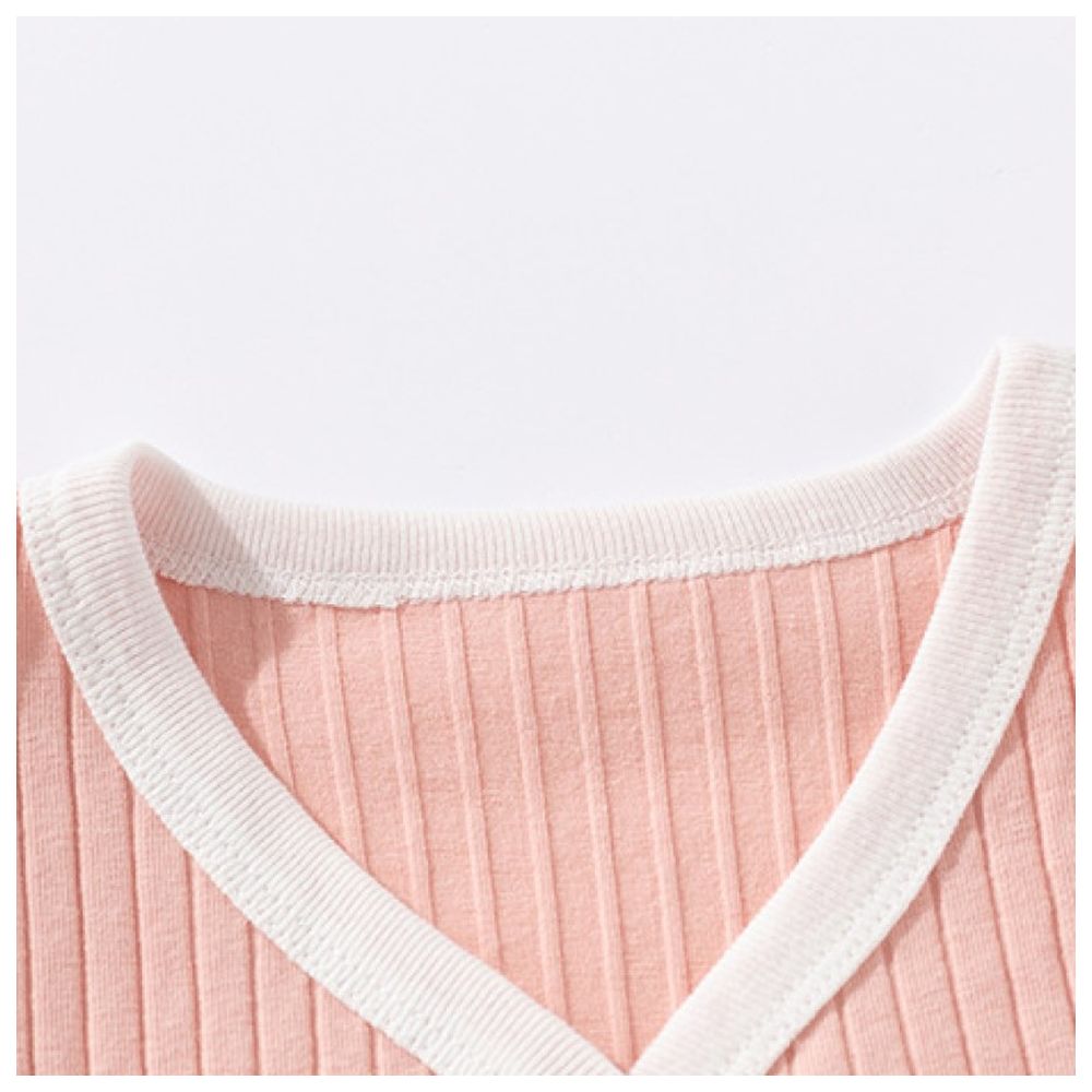 Sugar Rush Appliqued V-Neck Full Sleeves Jacket - Pink