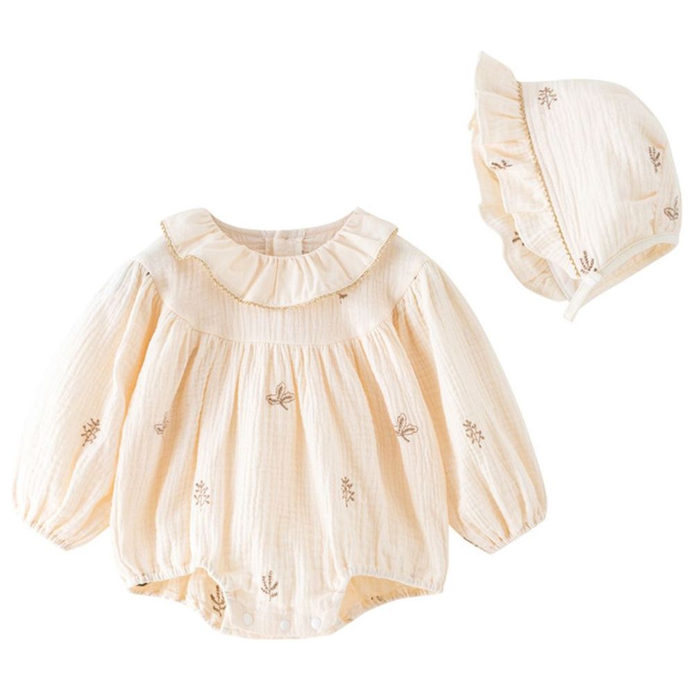 Sugar Rush Printed Round Neck Full Sleeves Onesie - Off White