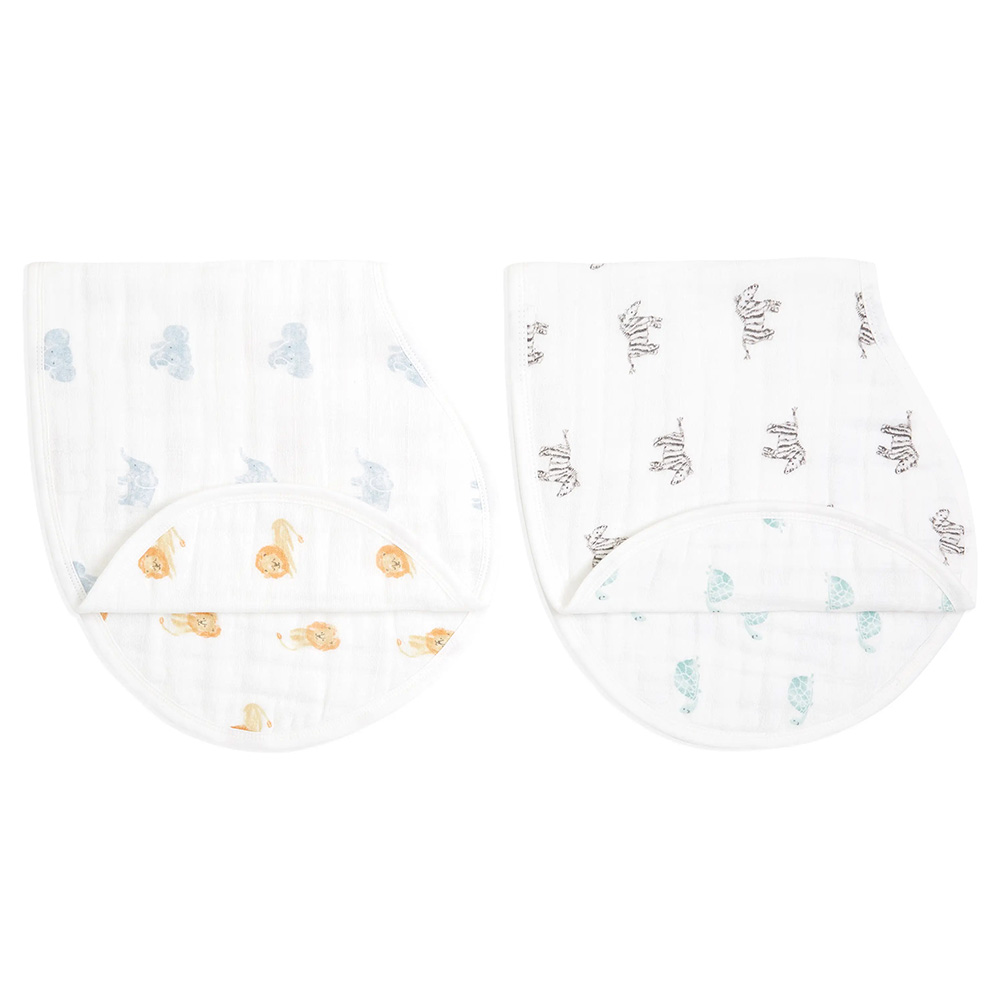Aden + Anais - Organic Cotton Burpy Bibs - Animal Kingdom - Pack of 2