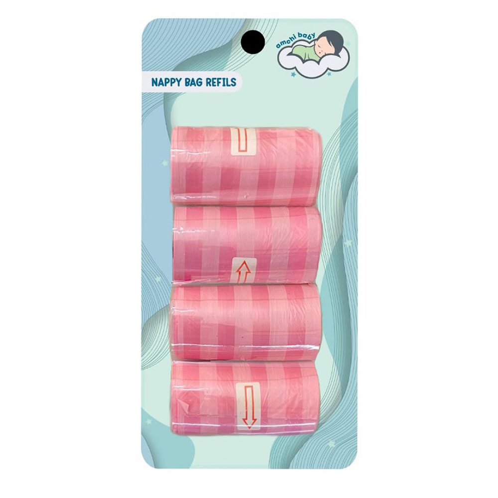 Amchi Baby - Disposable Nappy Bag Refills - 4pcs - 80 Bags - Pink