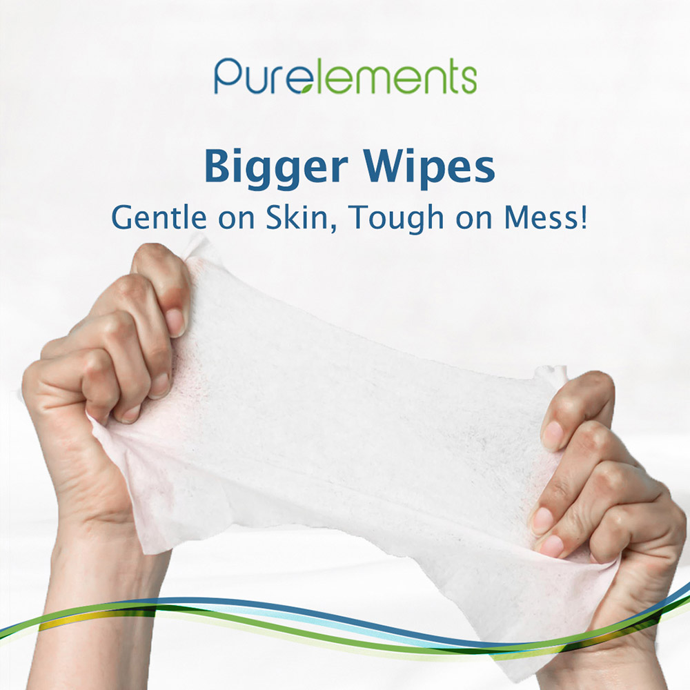 Purelements - Olive Oil Extract Natural Kids Water Wipes - XL - Pack of 80 
