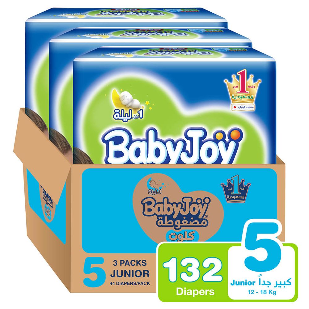 Babyjoy Cullotte Pants Diaper Mega Pack - Junior Size 5 - Pack of 3 - 12 - 18 kg - 132pcs