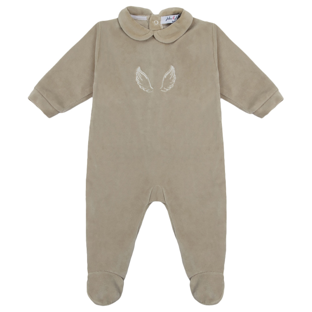 Jules & Juliette Angelic Baby Footed Sleepsuit - Beige