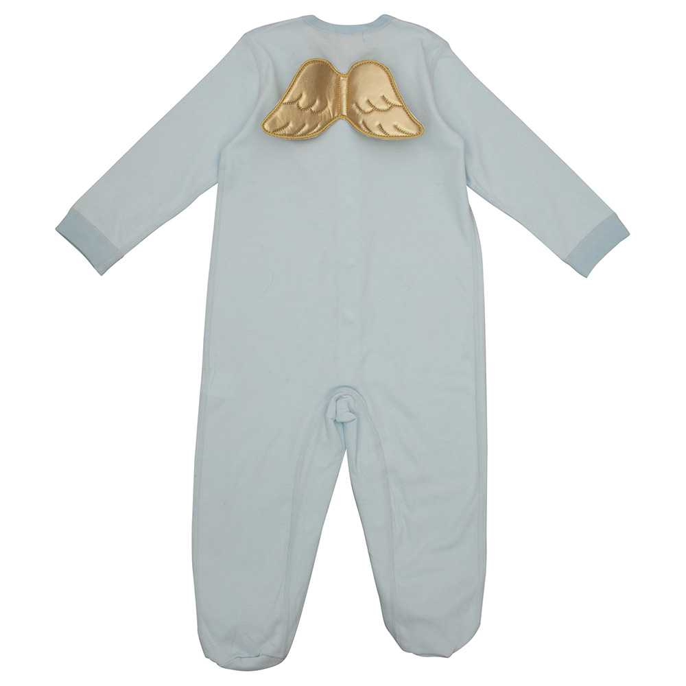 Sugar Sprinkle Angel Wings Organic Cotton Sleepsuit - Baby Blue
