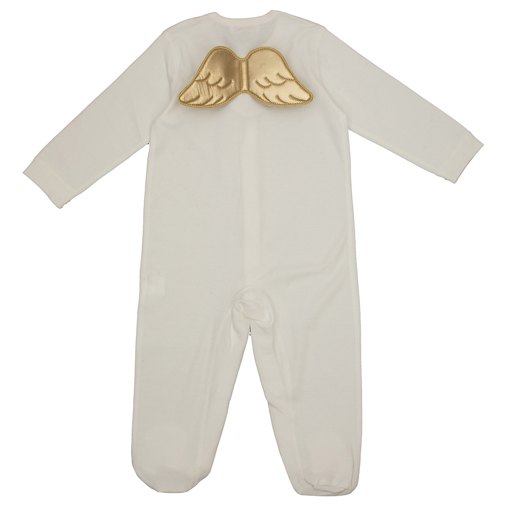 Sugar Sprinkle Angel Wings Organic Cotton Sleepsuit - Ivory