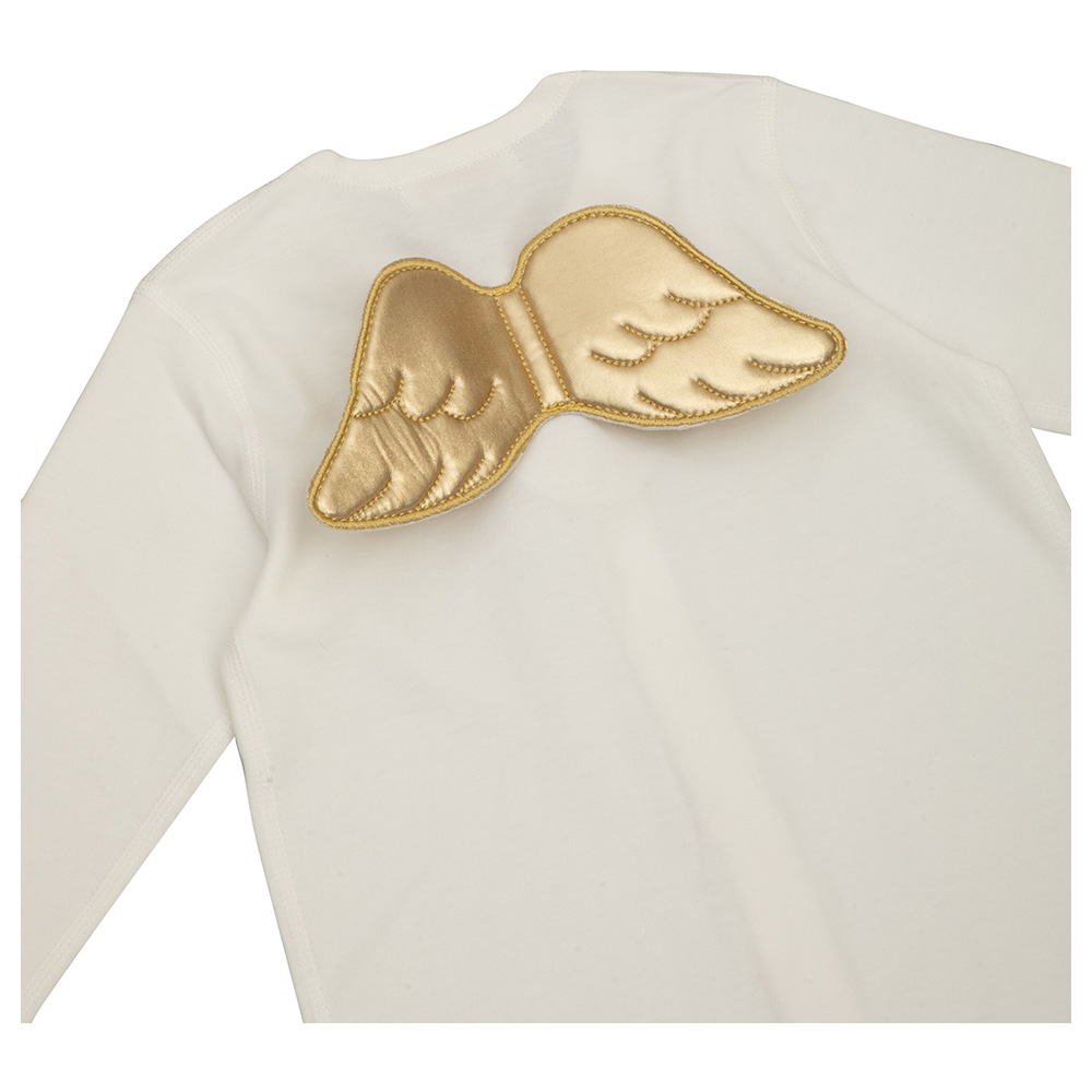 Sugar Sprinkle Angel Wings Organic Cotton Sleepsuit - Ivory