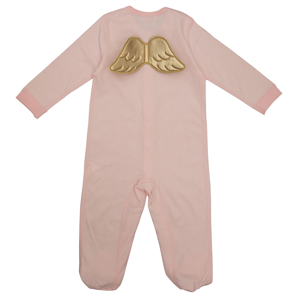 Sugar Sprinkle Angel Wings Organic Cotton Sleepsuit - Baby Pink