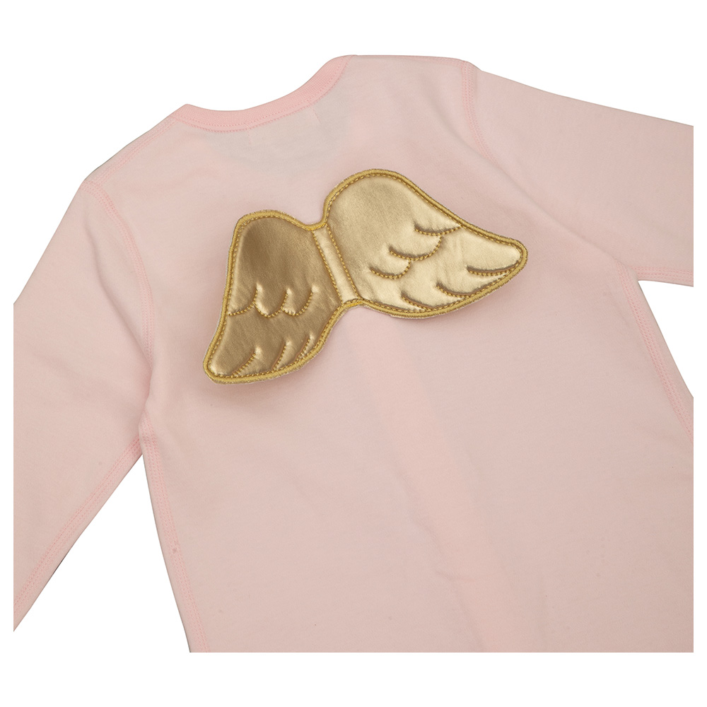 Sugar Sprinkle Angel Wings Organic Cotton Sleepsuit - Baby Pink