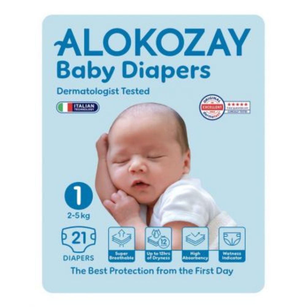 Alokozay Premium Baby Diapers 2-5kg Size 1 - 21pcs