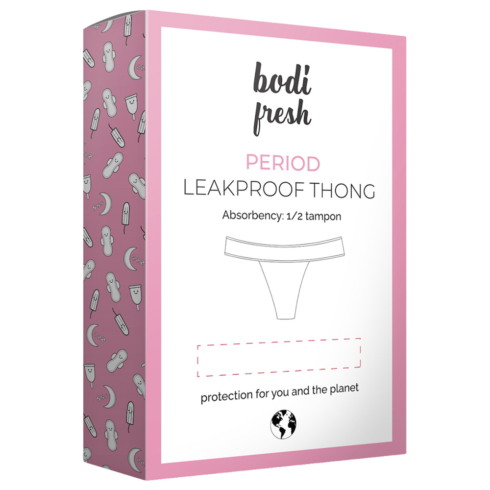 Bodi Fresh - Thong Period Protection Underwear - Black