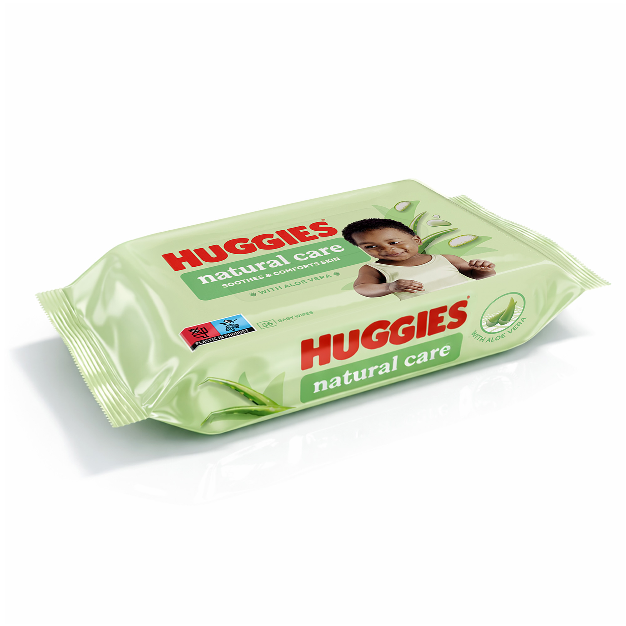 Huggies - Natural Baby Wipes, Aloe Vera Wipes, 3 Pack x 56 Wipes (168 Wipes)