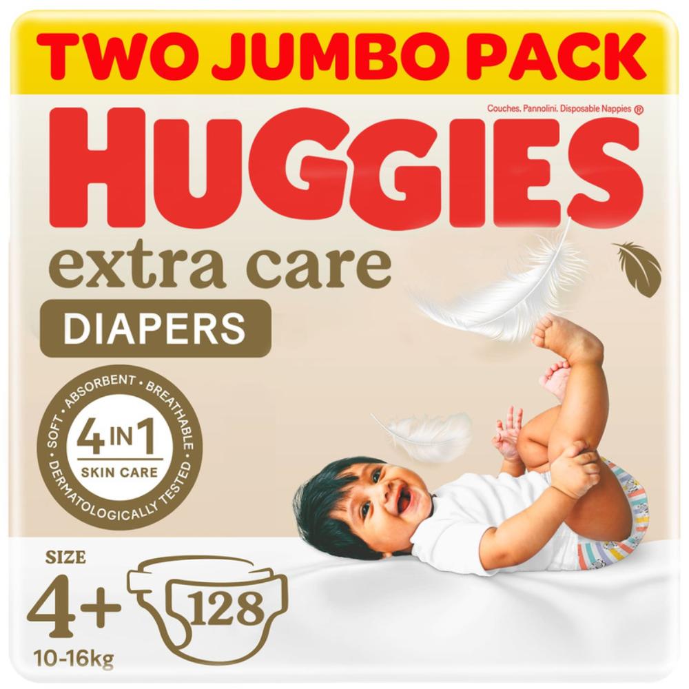 Huggies - Extra Care Diapers Size 4+ 10-16kg - 128pcs