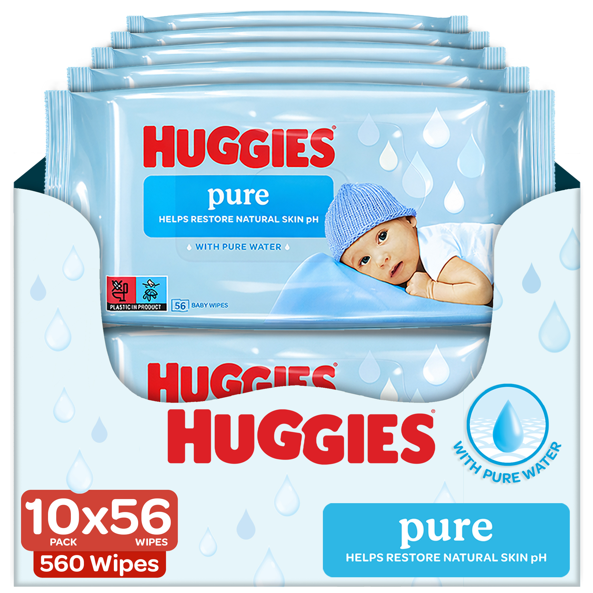 Huggies - 99% Pure Baby Wipes - Pack of 10 - 560 Wipes