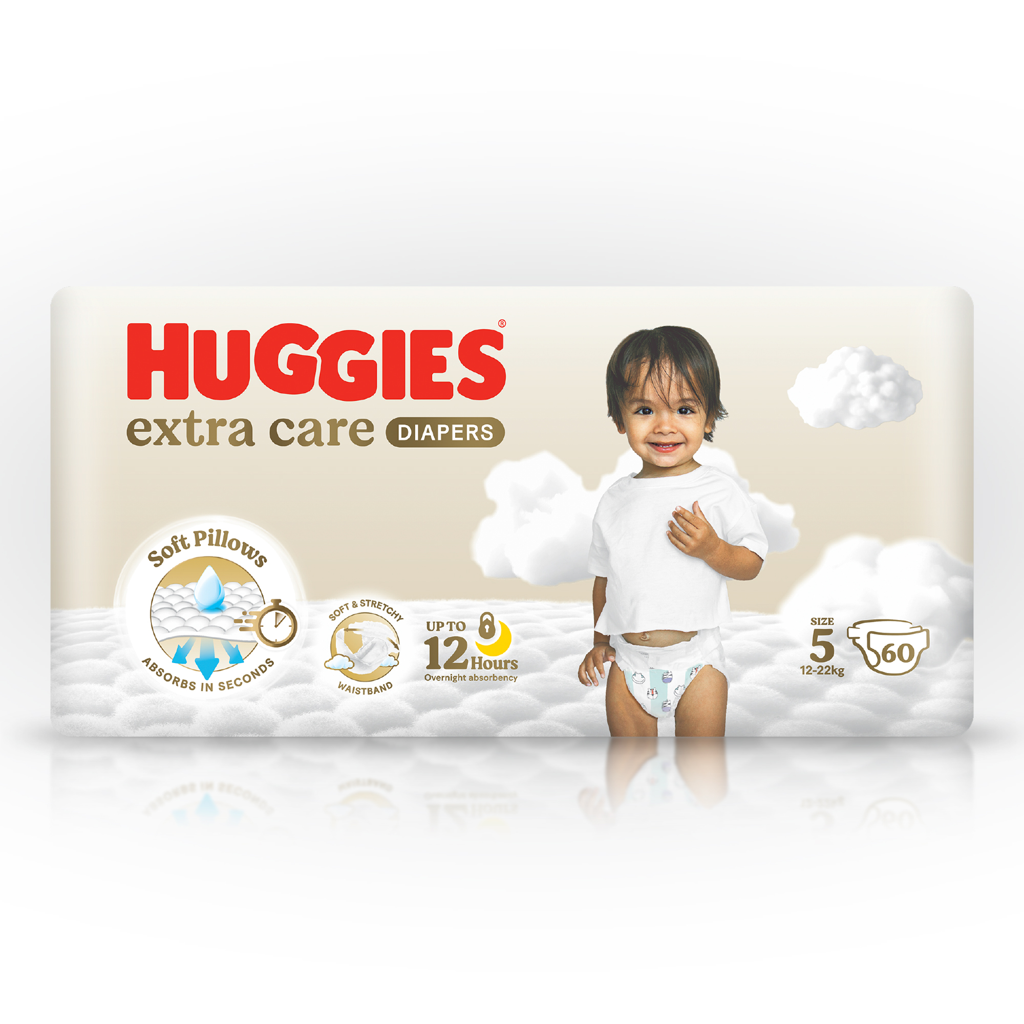 Huggies - Extra Care, Size 5, 12 -22 kg, Jumbo Pack, 60 Diapers