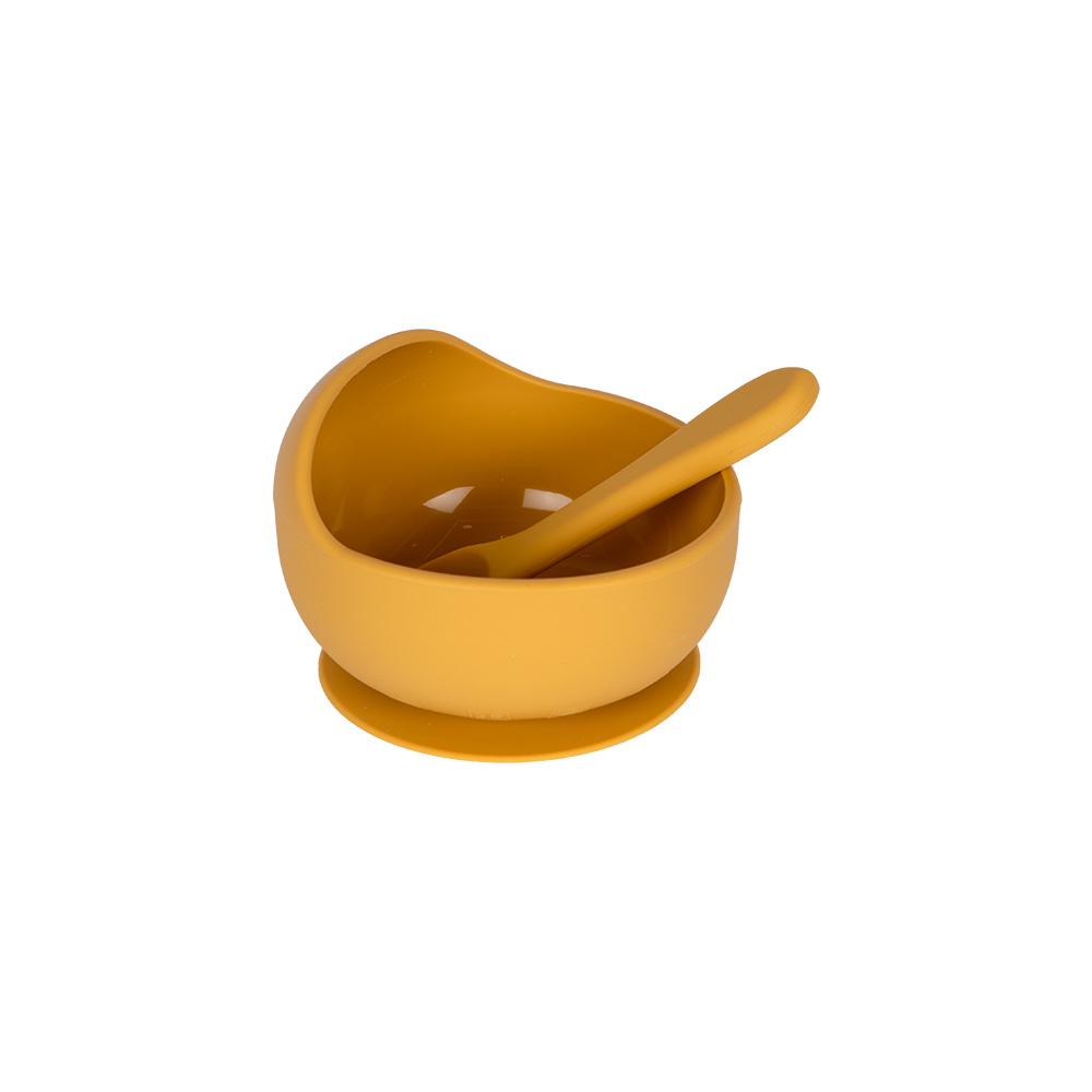 Babies Basic Silicone Bowl & Spoon Feeding Set - 2pcs - Yellow