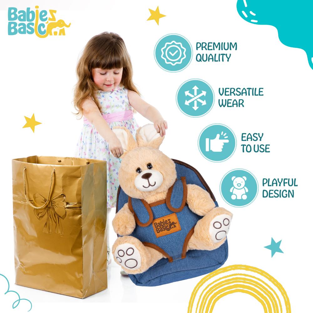 Babies Basic Baby Detachable Teddy Bag - Blue/Cream